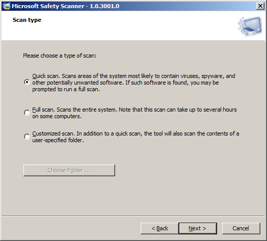 Click Quick Scan, then click Next.