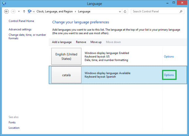 display language