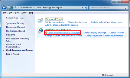 Install or uninstall display languages