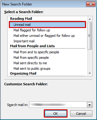 New search folder