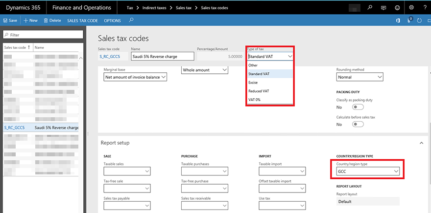 Sales tax code types