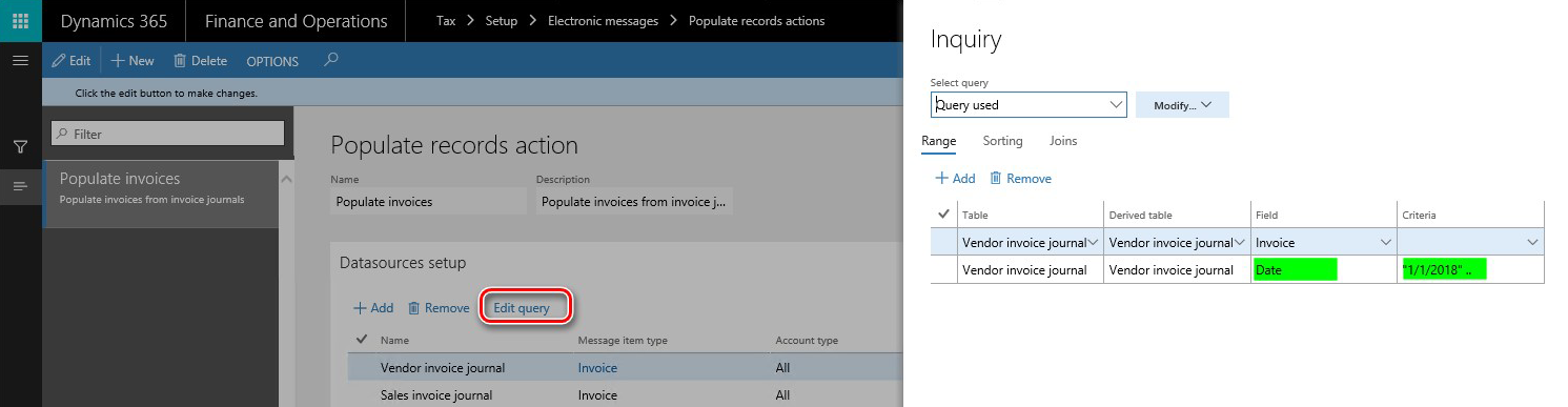 This image shows how to populate records action query setup.