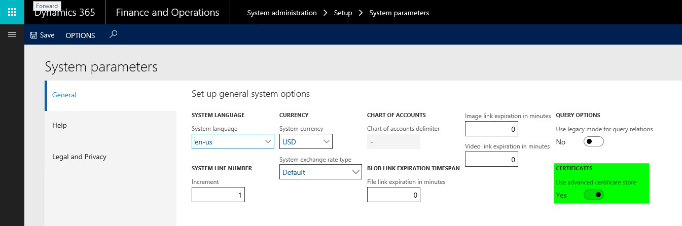 This image shows web services settings.