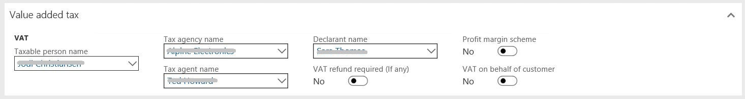 Legal entity value added tax
