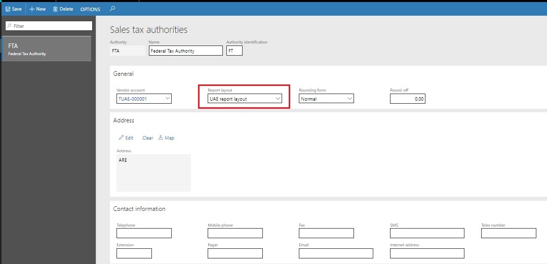 Tax Authority setup