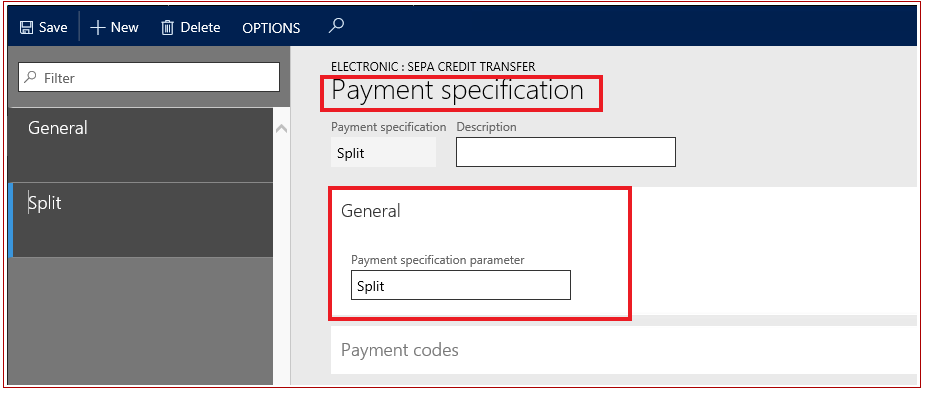 Payment specification