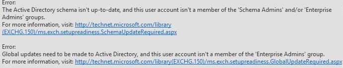 the Active Directory schema isn't up-to-date error